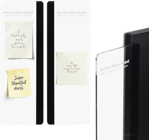 PATIKIL Monitor Notizhalter, transparent, schwarz Standard links und rechts selbstklebende Klebezettelhalter Seitennotizhalter Computerzubehör für Home Office Computer, 2 Stück