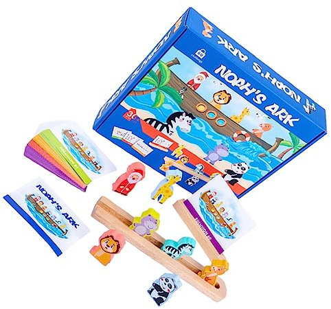 minkissy Bloques De Construcción De Clasificación Madera Arca De Noé para Niños Pequeños Tamaño Adecuado Educativo Desarrollo Cognitivo Juego De Habilidad y Coordinación Manos 1 Set