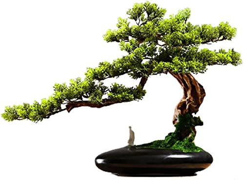 Künstliche Bonsai-Kiefer, 13 Zoll große künstliche Topfpflanze, Zeder-Bonsai-Pflanze als Desktop-Display
