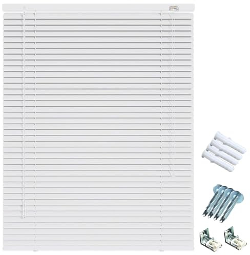 Aluminum Venetian Blinds for Windows, Horizontal Window Blind 2.5cm Slat, Light Filtering Drilling Shades, for Home Bedroom Office Bathroom, Easy Fit Child Safe width: 25-165cm Height: 50-290cm(White)