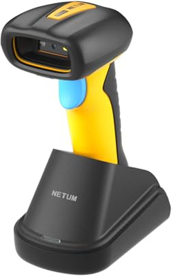 NETUM Industriell QR-Streckkodsläsare Bluetooth med Dockningsstation, Trådlös 1D/2D Scanner, 2600mAh Batteri, Stöt-, Damm-och Fallsäker, Handsfree, Kompatibel med Windows, Mac, Android och iOS-RD-1200