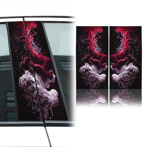 Blueshyhall B Säulen Aufkleber Auto Bunt Rauch Motiv, 2 Stück Mittelsäule Aufkleber Schwarz mit Rauch Wolken Muster Kratzfest Wasserfest, Coole Auto Aufkleber Seiten Car Tuning Sticker (A)