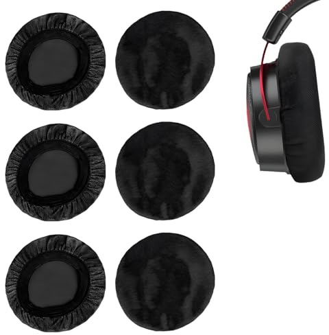 6 Stück Dehnbare Kopfhörer Schutz überzug, für 6-8.5cm On-Ear Ohrpolster, Kopfhörer überzug, Waschbare Headset Schutz für Headset, Abdeckungen aus Strickstoff Ohrpolster, Schwarz