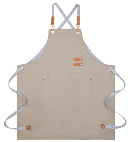 Astralong Grembiule da Cucina Chef Lunghi, Grembiule Lavoro con 4 Tasche, Regolabile Grembiuli da Cuoco, Impermeabile Tela Grembiuli, Grembiule Cottura Uomini Donne per Ristorante, Caffetteria