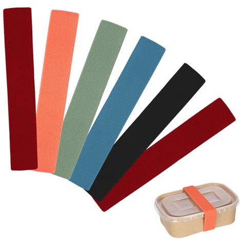 Thinp 6 Pcs Bento Box Strap, Lunch Box Elastic Band Elastic Book Straps Multicolored Lunch Boxes Fixing Band Universal Bento Boxes Replacement Bands for Office Classroom Picnic Camping