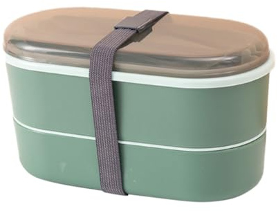 Alipis Fiambrera Escolar Doble Capa con Compartimentos Caja de Almuerzo Portátil para Oficina y Colegio Microondas Diseño Duradero y Fácil Limpieza