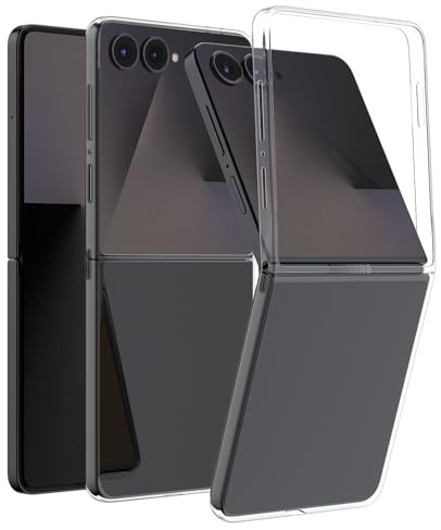 Samsung Galaxy Z Flip7 Cell Phone, 512GB Unlocked Android Phone, AI Foldable Smartphone with FlexCam, 6.9 AMOLED, Triple Camera, International Model 2025, Jet Black, Bundle Clear Phone Case