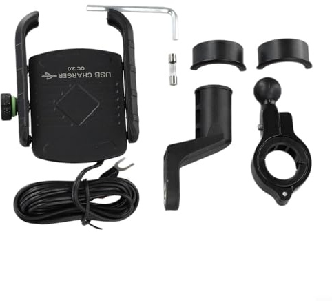 Drivstraw Support de chargeur de téléphone sans fil et filaire USB-C pour guidon de moto, 15 W sans fil + USB-C 18 W, charge rapide, support de smartphone de 3,5 à 6,5 pouces avec verrouillage à clé