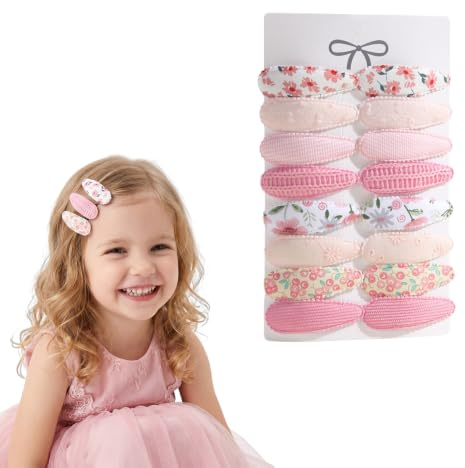 16 Pack Baby Hair Clips for Girls Toddler Fabric Snap Barrettes with Floral Patterns Kids Hair Accessories for Daily School Gifting
