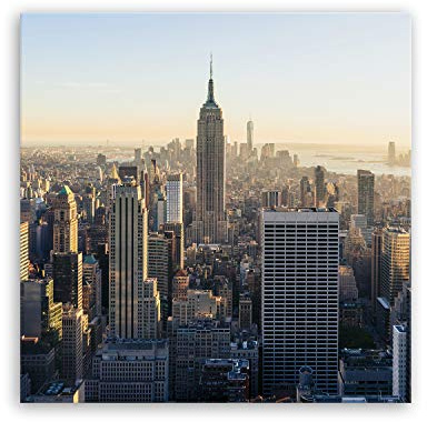 ge Bildet Bild auf Leinwand | New York City Skyline L in 50x50 cm als Wandbild | Wand-deko Dekoration Wohnung modern Bilder | 2283II
