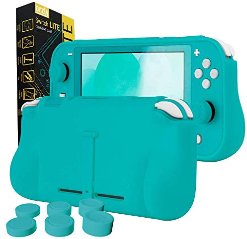 Coque pour Switch Lite – Comfort Grip Case, Coque de Protection pour l'arrière de la Console Switch Lite avec poignées rembourrées & Support intégrées, et Thumbgrips Inclus - Bleu