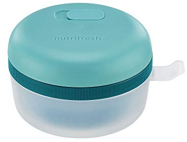 Nutrifresh Take Cool Touch Soup Bowl - 560ml Blue Double Wall Bowl with Airtight Screw Seal and Microwave Steam Vent - Safe, Portable and Durable - Great Size for Easy Use and Travel