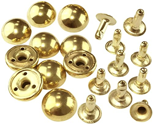 AERZETIX - C56663 - Satz von 10 Hohlnieten Ø12 mm halbrunder kopf gewölbte halbkugel - aus stahl - farbe gold - lederwaren jeans handtasche kurzwaren nähen kleidung