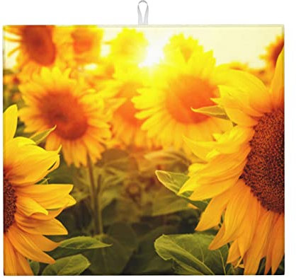 TOLKAT Sunflower Spülbeckenmatte, saugfähig, Mikrofaser, Abtropfmatte für Küchentheke, isolierendes Wärmekissen