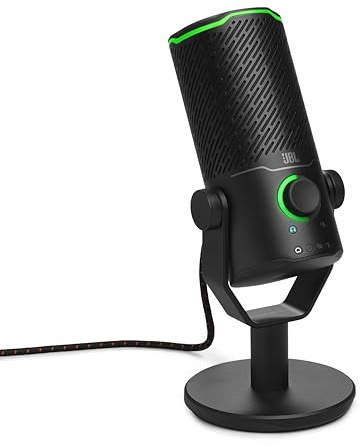 JBL QUANTUM STREAM STUDIO USB-stående, 4 mikrofondirektivitet, USB-mikrofon med 3 kondensatormikrofoner, teleskop, spelare, innehållsskapare, streamer, PC, MAC, PS4, PS5, SWITCH-kompatibel, svart,