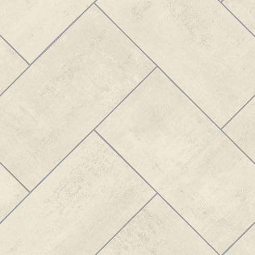 VINYL FLOORING UK White Modern Tile Effect Anti-Slip Vinyl Flooring for Kitchen, Bathroom, & Living Room, 2.8mm Thick Cushion Backed Vinyl Sheet, 5 Years Warranty-1 X 2 mt