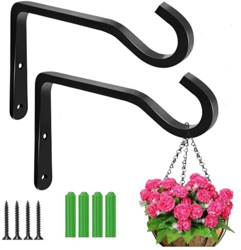 BOBOZHONG Pflanzenhalterung Blumenampelhalter,2 Stück Wandhalter Haken,Eisen Wandhaken Blumenampel Wandhalter Haken Wandhalter zum Aufhängen Pflanzer Vogelhäuschen Laterne Hakenhalterungen 15cm