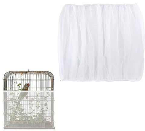 Vogelkäfig Abdeckung, Vogelkäfig Netz Extra Weich Luftig, Schutznetz Vögel, Einstellbarer Vogelkäfig Abdeckung, Vogelkäfig Schutznetz, Für Runde Quadratische Käfige, Umfang 90-140cm, Höhe 30cm (Weiß)