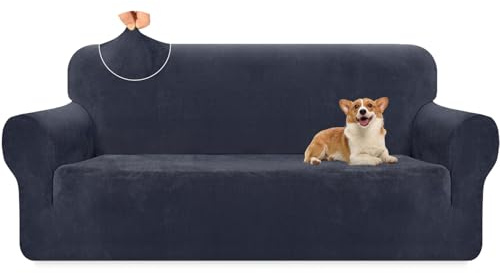 Granbest Premium Hochwertiger dicker Plüsch-Samt-Sofabezug, 3-Sitzer, hochdehnbar, superweich, Sofa-Schonbezug, luxuriöser Möbelschutz für Haustiere und Kinder (3-Sitzer, Anthrazitgrau