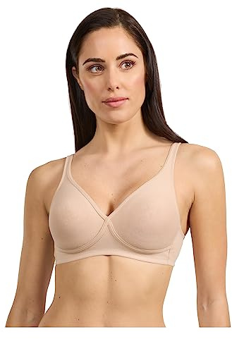Spiman Reggiseno Senza Ferretto in Cotone Elastico, Coppe Preformate Non Imbottite, Spalline Regolabili, Coppa B, Art.2177 (IT, Taglia della Coppa & Taglia della Fascia, B, 4, Nudo)