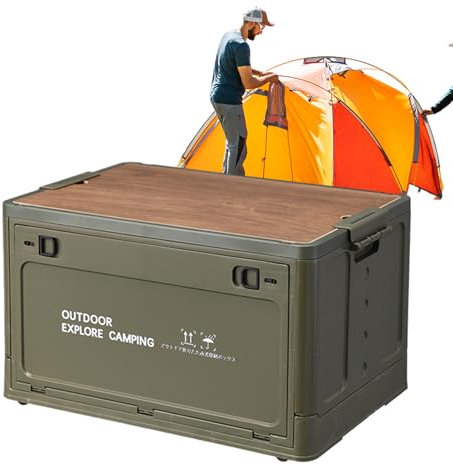 Caja de almacenamiento para camping, plegable, para camping y exteriores, para herramientas de jardín, caja de accesorios de camping, contenedor de almacenamiento para organización de garaje y