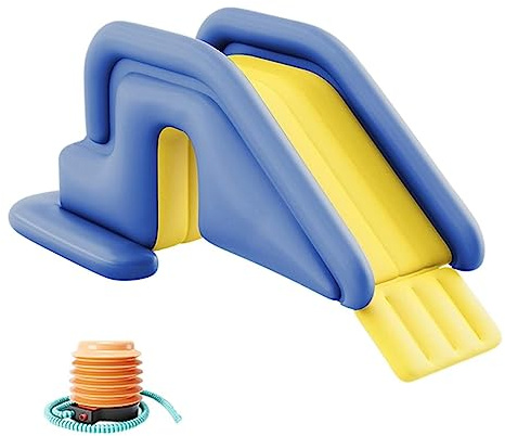 EVGATAVAB Inflatable Water Slide, Outdoor Summer Fun Water Park Anti-Tipping Slides, Inflatable PVC Paddling Pool Slide, for Outdoor Indoor Backyard Garden(Blue)