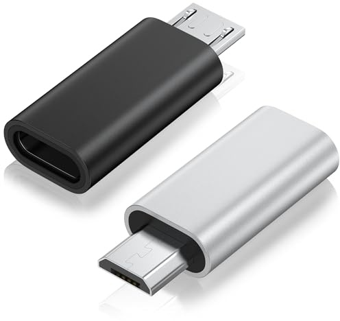 Micro USB to USB C Adapter 2 Pack Type C Female to Micro B Male Converter QC 3.0 Data Transfer Compatible with PS4 Xbox Game controller Spaker Driving Recorder Huawei Play Galaxy S7