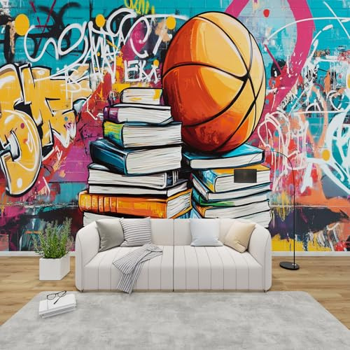 MMYAOKEN Papier Peint Panoramique Basketball 150x105 cm - Décoration Murale Garcon Ado Graffiti - Tapisserie Murales Papier Peint Intissé pour Chambre Salon - Poster Tableaux Photo Muraux