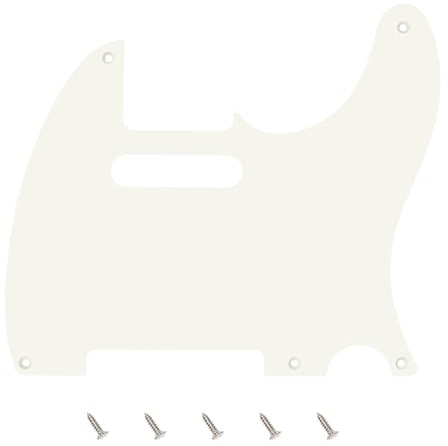 Banworks Vintage Original '54–'59 5-Hole Tele Pickguard 1.5mm/0.059inch Thin Thickness Straight Edge 1 Ply Tele Scratch Plate for USA/Mexican Vintage Style Telecaster JT/HB-19 Vintage White