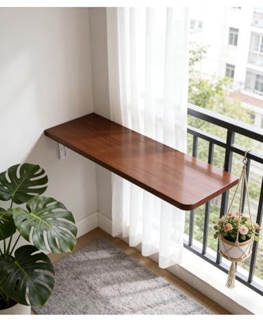 Genérico Estante Plegable de Pared - Mesa de Cocina Que Ahorra Espacio, Tablero de Madera para extensión de Sala de Estar, encimera suspendida de Nogal de 50 x 30 cm, solución de Almacenamiento versá