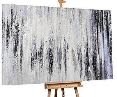 KunstLoft® XXL Gemälde 'Kühler Zauber' 180x120cm | original handgemalte Bilder | Abstrakt modern Blau Grau | Leinwand-Bild Ölgemälde einteilig groß | Modernes Kunst Ölbild