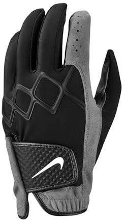 Nike NGGAWML3 Carta Fußball-Golfhandschuhe für alle Wetterbedingungen, Schwarz/Grau, Größe M/L