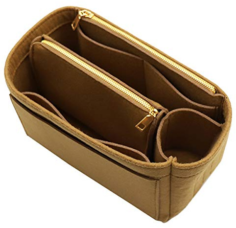 LEXSION Väskorganisatör, filtfoder för handväska, insats för speedy, neverfull, tote och handväska, formstöd 8023 ljusbrun M
