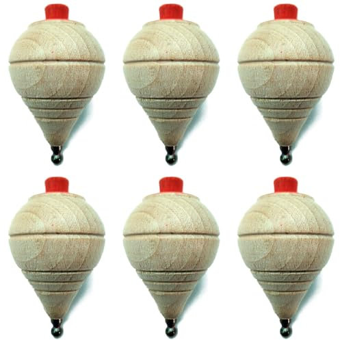Acan Confezione da 6 trottole in legno classico con corde