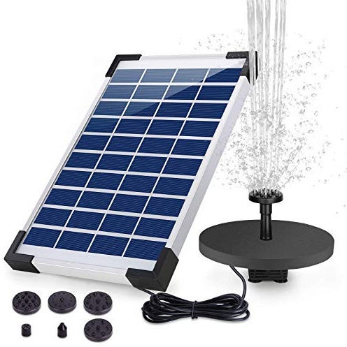 AISITIN 5.5W Solar Fountain Pump Backup Solar Floating Water Fountain Pump, 6 Nozzles, for Bird Bath, Fish Tank, Pond Garden