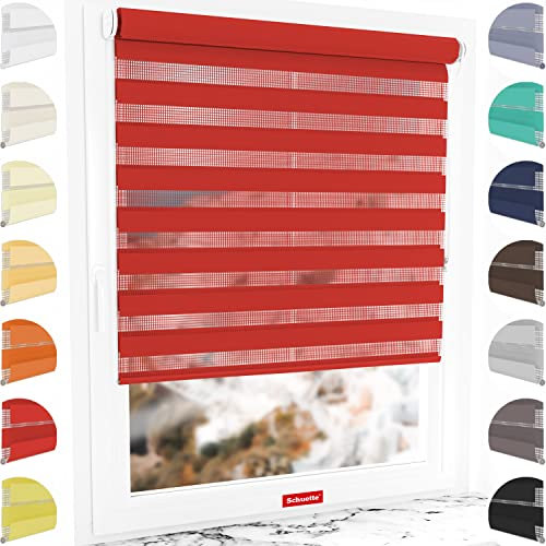 Schuette® Rollo ohne Bohren & mit Bohren 2in1 ● Tag & Nacht Doppelrollo Kollektion: Red Rose (Rot) ● 30 x 130 cm (Breite x Höhe) ● Suprafix Klemmrollo = Klemmfix 2.0 ● 60s Montage mit Video