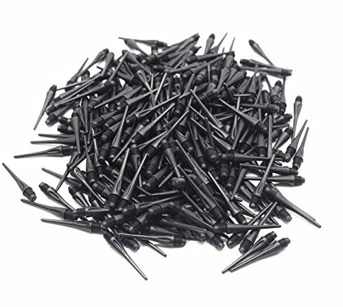 ROOBEEO 2BA Thread Plastic Tip Dart Points 300 Pack Soft Dart Tips Replacement Dart Accessories-Black