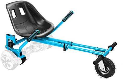 SSCYHT Hoverboard Sitz Go-Kart Zubehör elektrisches Go-Kart Umrüstkit für Selbstausgleichenden 6,5 8 10 Scooter Doppelter Laufrahmen Federung der Hinteren Stoßdämpfer,Blau