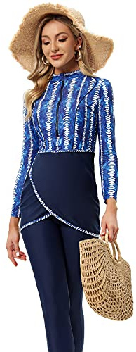 seafanny Damen 3-teilige muslimische Bademode Full Cover Hijab Burkini Modest Badeanzug