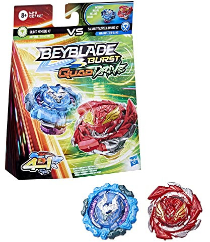 BEYBLADE Burst QuadDrive Salvage Valtryek Rashad V7 und vergoldeter Nemesis N7 Kreisel, Doppelpack, 2 Stück