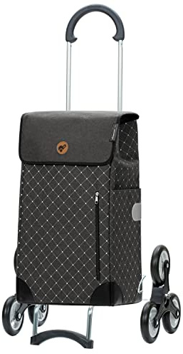 ANDERSEN Einkaufstrolley - Treppensteiger Scala Shopper Sofia anthrazit | ideal für Treppen, klappbar, aus Stahl, bis 40 kg - Tasche mit Kordelzug, Innenfach, Reflektoren, 43 L