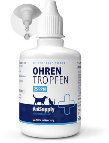 Animal Supply AS Ear Drops 25ppm - con argento colloidale per cani e gatti I In caso di infiammazione dell'orecchio, prurito e irritazione, cura delle orecchie, igiene delle orecchie, orecchie sane