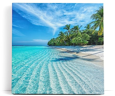 Paul Sinus Wandbild 80x80cm Karibik Insel Südseeparadies Palmen Strand Meer Türkis