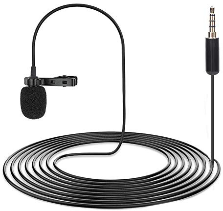 Microphone Lavalier 3,5 Mm, Pince 1,5 M sur Micro Cravate Cravate avec Condensateur Omnidirectionnel, Mini Microphone à Pince à Collier Portable pour Interview, Enregistrement,