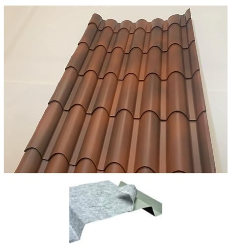 FT METALLI - lamiera ondulata finto coppo con Feltro Anticondensa e Antirumore copertura tettoia per esterno - lamiera zincata preverniciata - antichizzato 2100 mm