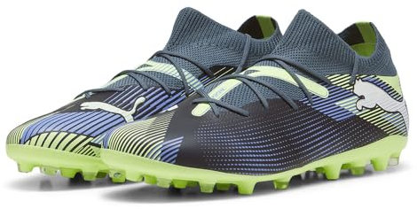 PUMA Unisex Adults Future 7 Match MG Soccer Shoe, Gray Skies-PUMA White-Fizzy Apple, 43 EU
