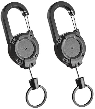 Schlüsselanhänger Ausziehbar mit 60cm Ausziehbar Stahlseil, Einziehbarer Schlüsselanhänger Schlüsselkette mit Karabiner für ID Badge Holder, Kartenhalter, Schlüsselkarten，2 Stücke