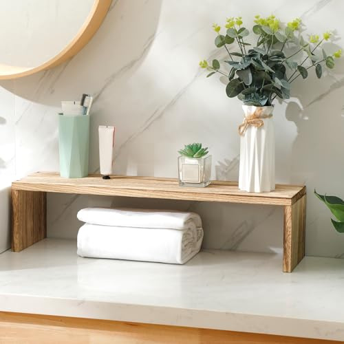 Menkxi Over the Sink Shelf Bathroom Wood Pedestal Soap Stand Farmhouse Bathroom Decor Decorative Over The Sink Shelf for Kitchen(23.62 x 7.87 x 5.91 Inches,Brown)