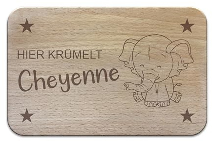 Pranbice Frühstücksbrett personalisiert Gravur Schneidebrett Gravur (Name & Tiermotive) Holz 20x13cm