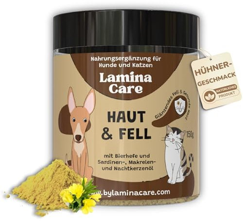 Lamina Care - Mittel gegen Juckreiz Hund und Katze mit Bierhefe Hund und Omega 3 für Katzen, Nahrungsergänzungsmittel zur Hautpflege und Fellpflege Katze, Natürlicher Katze un Hunde Zeckenschutz